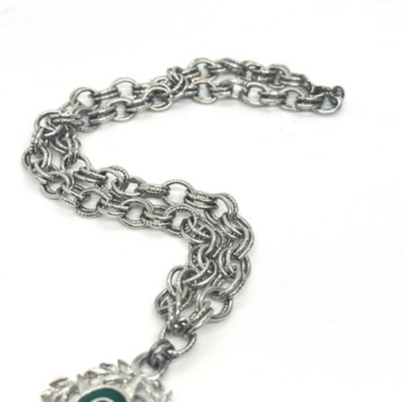 VINTAGE CAPRI STATEMENT NECKLACE SUN MEDALLION GREEK REVIVAL ENAMEL CHUNKY 70S - Picture 9 of 13